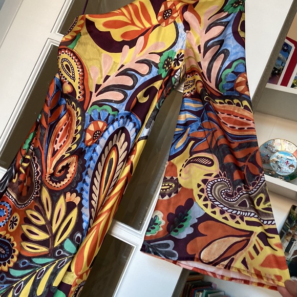 NWT ZARA Asymmetric Sleeve Side Slit Tropical Print Dress Blogger Favorite Small - Picture 6 of 10